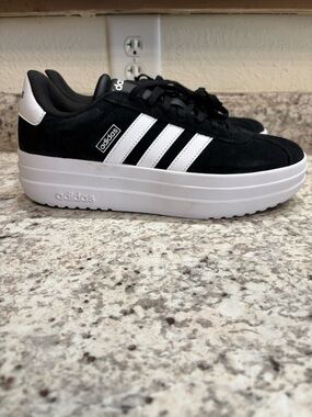 adidas Black and White Platform Lace-Up Sneakers